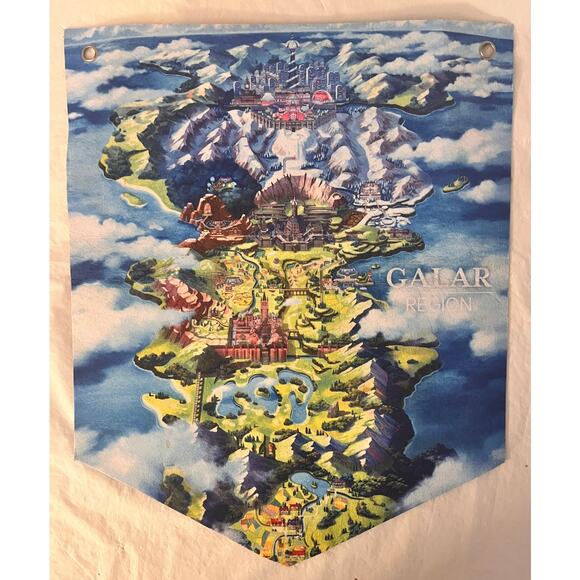 Pokémon Sword Shield  Galar region Sign Banner Flag Felt Nintendo Switch Promo - Picture 2 of 14